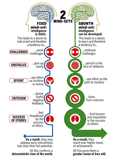 Growth mindset vs fixed mindset (based on the work of Carol Dweck [15])